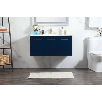 Elegant VF44540MBL-BS 40" Single Bathroom Vanity, Blue With Backsplash