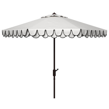 Elegant Valance 9' Auto Tilt Umbrella, White/Navy