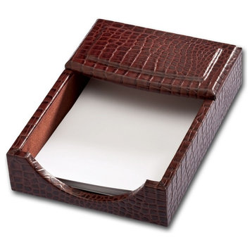 A2009 Brown Crocodile Embossed Leather 4"x6" Memo Holder