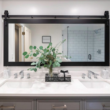 Mirror and Vanity in Kids Bathroom Remodel