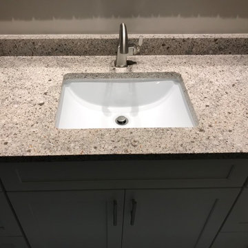 Waypoint Cabinetry- Painted Linen with New Bianco Lavender Granite