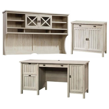 Home Square 3-Piece Set with Computer Desk Large Hutch & Accent Chest