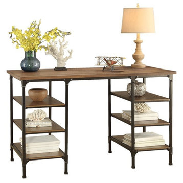 Lexicon Millwood Metal Counter Height Writing Desk in Brown and Black