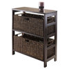 Winsome Granville 3-Piece Storage Shelf with 2 Large Baskets, Espresso