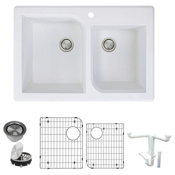 Radius Granite 33" Drop" Kitchen Sink Kit, White