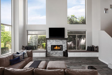 Beach style living room photo in Phoenix