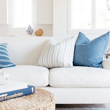 White Linen English Roll Arm Sofa in Coastal Cali Space