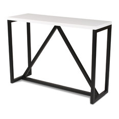 Contemporary 30 Inch Wide Side.. Console Tables | Houzz - Uniek - Kaya Wood Console Table, White and Black - Console Tables