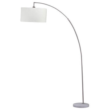 SH Lighting Strathaven 78" Tall Metal Arching Floor Lamp in Silver and White