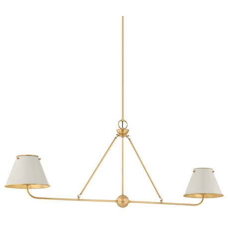 Hudson Valley Lighting Burghley Linear By Mark D. Sikes, Aged Brass/Off-White