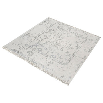 Dimond Belleville Wool & Bamboo Viscose Rug, 6" Square, Antique Ivory