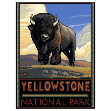 Paul A. Lanquist Yellowstone National Park Buffalo On Art Print, 9"x12"