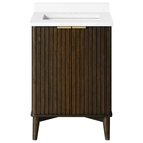 OVE Decors Gabi Single Sink Bathroom Vanity, Dark Walnut, 24", Single Sink
