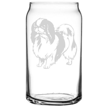 Japanese Chin Dog Themed Etched All Purpose 16oz. Libbey Can Glass