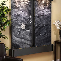 Cottonwood Falls Water Fountains with Blackened Copper and Black Spider Marble - Indoor Fountains