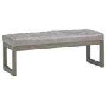 Simpli Home - Casey Ottoman Bench - Update your living space with the Casey Ottoman Bench. Its clean modern style will add a fresh look to your space. Made with durable, high quality Faux Leather for a luxurious feel. This sleek ottoman features a narrow profile which is ideal for an entryway or at the end of a bed
