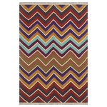 Bareens Designer Rugs - Eclectic Turkish Kilim Gilberto Hand-Woven Wool Rug - 4'10'' x 6'8'' - Elevate the elegance of your home with this stunning hand-woven tribal Kilim wool rug. Meticulously crafted on a loom by the Nomad Turkman people using hand-spun wool and 100% natural vegetable dyes, these rugs are recognized for their repetitive geometric patterns, incorporating naturalistic floral and traditional designs. The contemporary fashion palette results in bold, sharp patterns that are incredibly versatile, as the pattern is the same on both sides. These reversible rugs feature a lighter shade on one side and brighter colors on the other, providing versatility according to preference. These unique rugs are made by knotting short strands of different colors onto the warps and securing them by tightly pressing the wefts. The designs are created by interweaving the various colored wefts and warps. Kilims are known for their exceptional durability and versatility, making them truly unique rugs.  Product Details    Rug Size: 4'10'' x 6'8''  Material: 100% Wool  Style: Kilim, Flat Weave, Dhurrie, Turkish, Southwestern, Rustic, Tribal  Colors: Blue, Beige  Weave Type: Hand-Woven, Handmade  Pile Height: Less than 0.25 inch