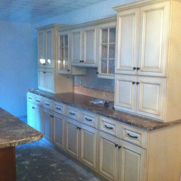 Victorian style kitchen cabinet remodeling with custom built buffet