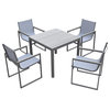 5-Piece Bistro Dining Set, Gray Powder Coated, Table With 4 Chairs