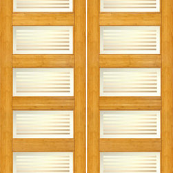 BM-22 Interior Bamboo Contemporary 5 Lite Matte Bars Glass Double Door - Interior Doors