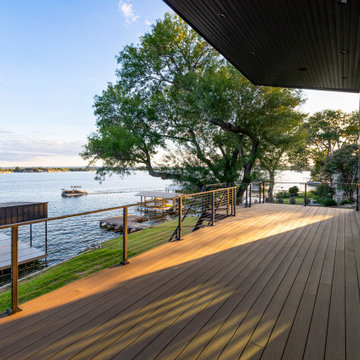 Engineered Cantilevered Covered Deck with Steel Cable Railings