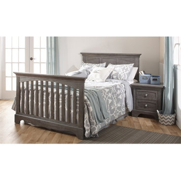 Pemberly Row Forever Modern Wood Crib in Distressed Granite Gray