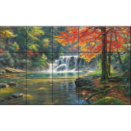 Tile Mural, Tranquil Falls, Mk by Mark Keathly