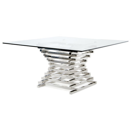 Modrest Crawford Contemporary Clear Glass Square Dining Table