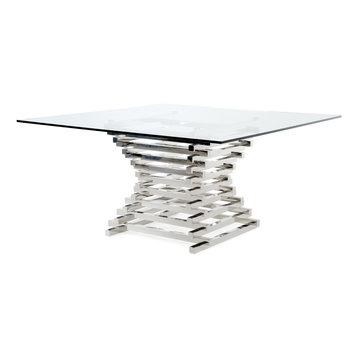 Modrest Crawford Contemporary Clear Glass Square Dining Table