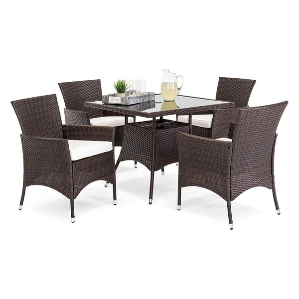 Oakville Furnitureoakville 5 Piece Patio Set Square Glass Top Dining Table W Umbrella H Dailymail