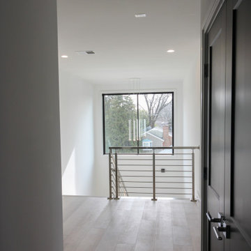 75_Modern Stairway: White Oak & Stainless Steel Balustrade, McLean VA 22101