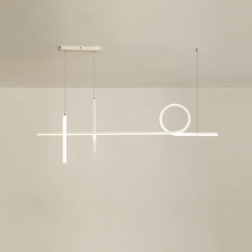 MIRODEMI® Chateau-d'Oex | LED Chandelier in a Minimalist Style for Dining Room, White, L39.4xh47.2", Warm Light