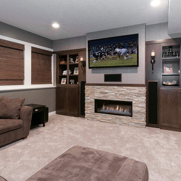 Basement Bar & Entertainment in Thorton Maple Saddle with pool table