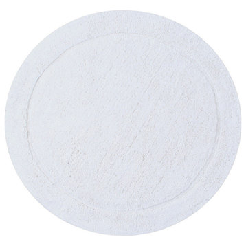 Waterford Absorbent Cotton and Machine washable Bath Rug 22" Round, White