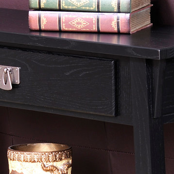 Leick Furniture Wood Mission Console Table in Slate Black
