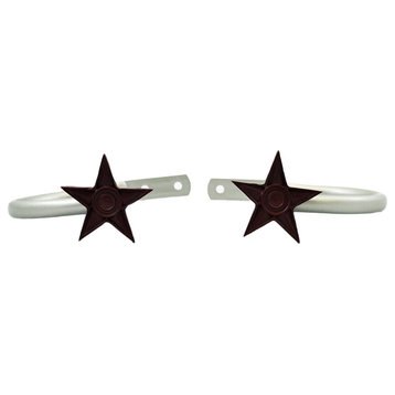 Star Curtain Holdbacks, Pewter With Red, Set of 2