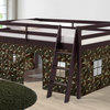 Roxy Twin Wood Junior Loft Bed, Espresso, Blue and Red Bottom Tent, Bed Color: Espresso, Tent: Green Camo
