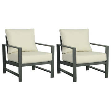 Edgewater Outdoor Chair 2/Ctn Frame & Cushions, Gray/Beige