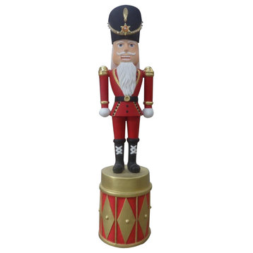 8' Nutcracker Standing On Red And Gold Drum
