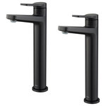Kraus USA - Kraus Indy Vessel 1-Hole 1-Lever Bathroom Faucet Matte Black Set of 2 - With a streamlined contemporary silhouette, the Indy faucet blends beautifully into any style of bathroom decor. The highly functional design features a slim single lever handle, premium components including a water-saving aerator and leak-free ceramic cartridge, and pre-attached water lines for easy installation.