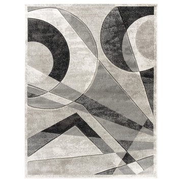 Silver Grey Geometric Hand-Carved Soft Living Room Modern Contemporary Area Rug,