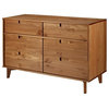 6 Drawer Mid Century Modern Wood Dresser - Caramel