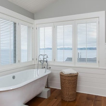 Love the bead board walls and warm, wood floor