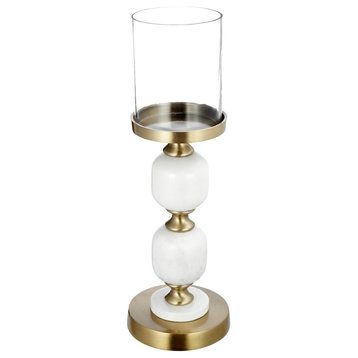 Anita Candle or Candle Holder, Gold/White
