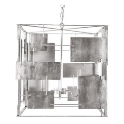 Worlds Away Arlo Silver Square Chandelier - Chandeliers