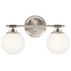 Benno 14.75" 2 Light Vanity With Opal Glass, Polished and Brushed Nickel