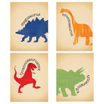 Ellen Crimi-Trent - Dinosaur Print, 4-Piece Set, 8" - A fun and fantastic way to decorate your kids room or playroom!!