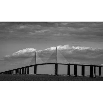 Skyway Bridge Black and White Coastal Landscape Photo Unframed Wall Art Print, 8" X 10"