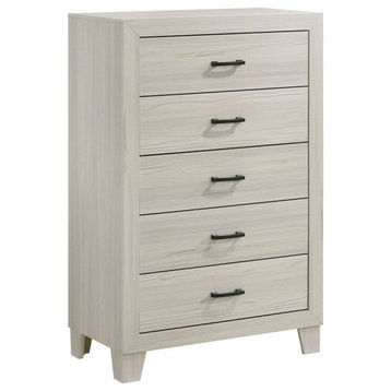 Picket House Furnishings Poppy Five Drawer Wood Chest in Gray