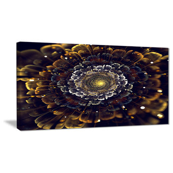 "Yellow Fractal Flowers With Violet" Digital Canvas Print, 32"x16"